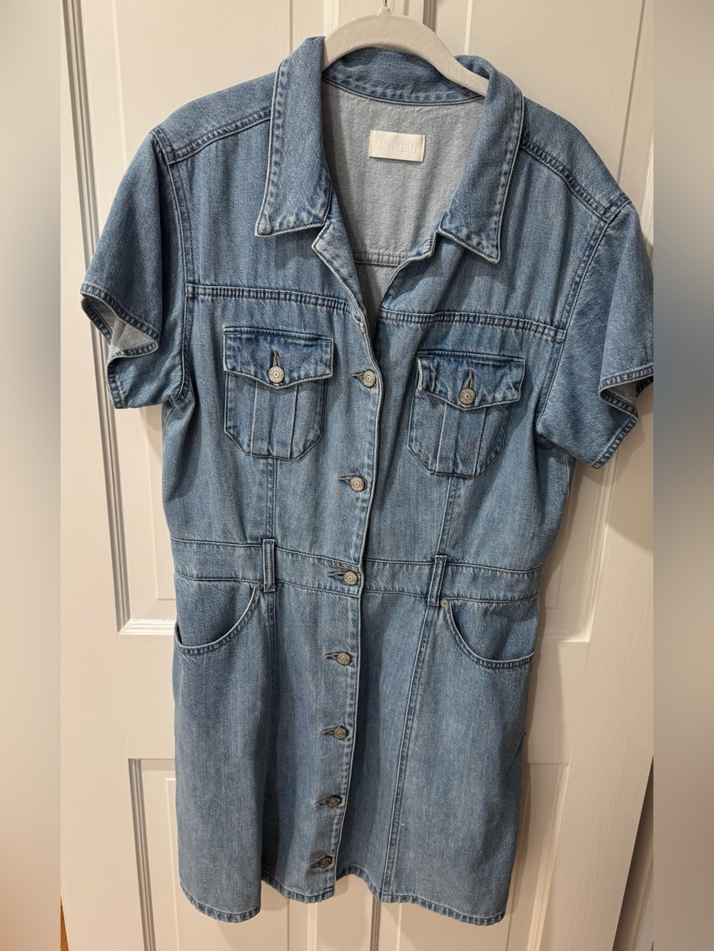 Light Wash Denim Button-Front Dress brand is Boyish
